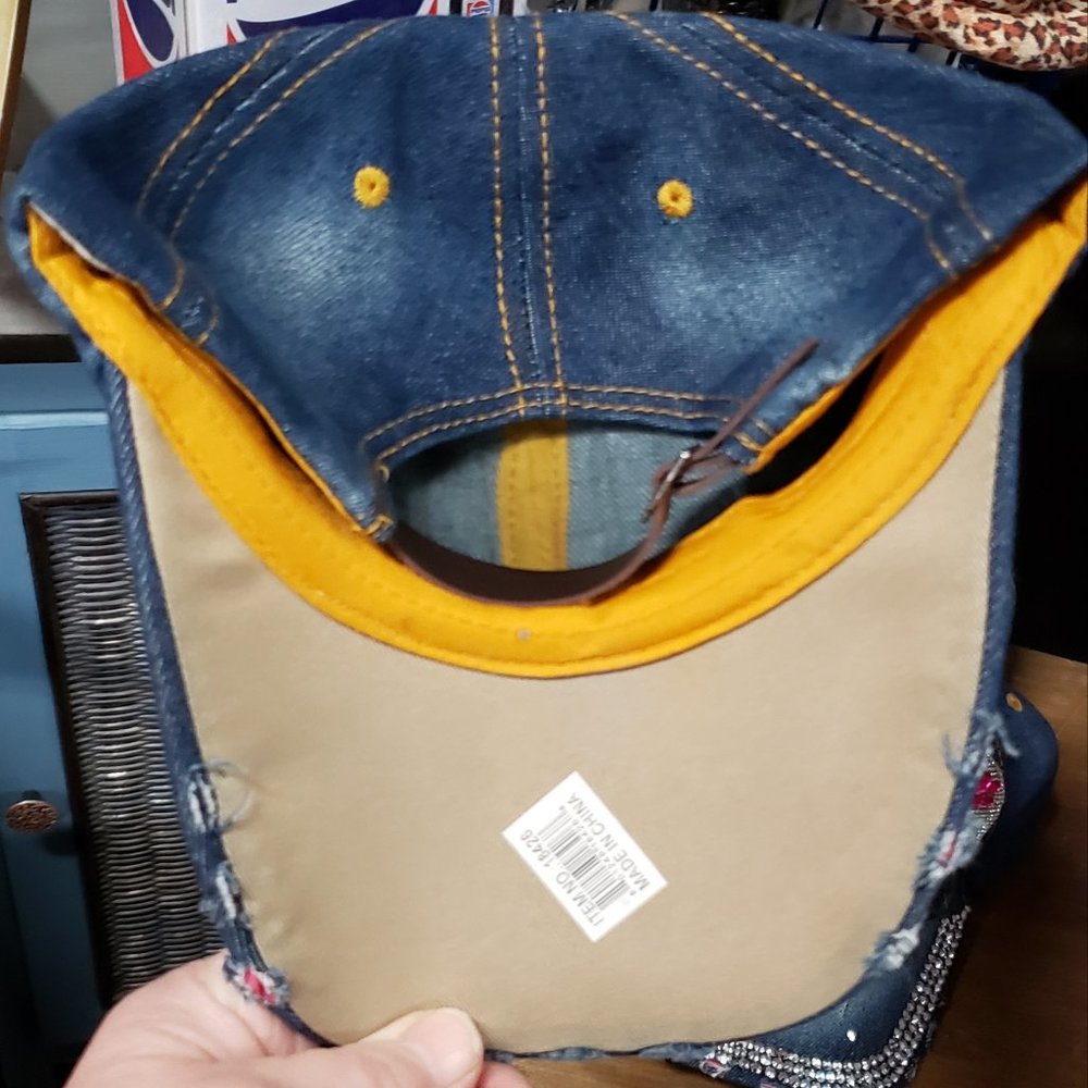 Bling Cross Denim Cap - Picture 2 of 2